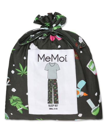 Men's Weed Two Piece PJ Set in a Bag : Color: Black