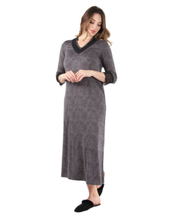 Women's Three Quarter Sleeve Nightgown with Lace Trim