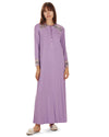 Women's Modest Lace Cuff and Shoulder Accent Ankle Length Nightgown : Color: Lavender