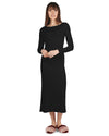 Women's Luxe Ribbed Bamboo Blend Full-Length Nightgown : Color: Black