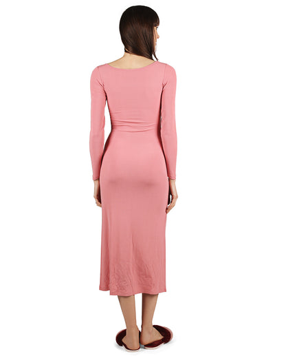 Women's Luxe Ribbed Bamboo Blend Full-Length Nightgown : Color: Dusty Rose