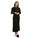 Women's Modest Long Placket Ankle-Length Cotton Blend Gown : Color: Black Charcoal