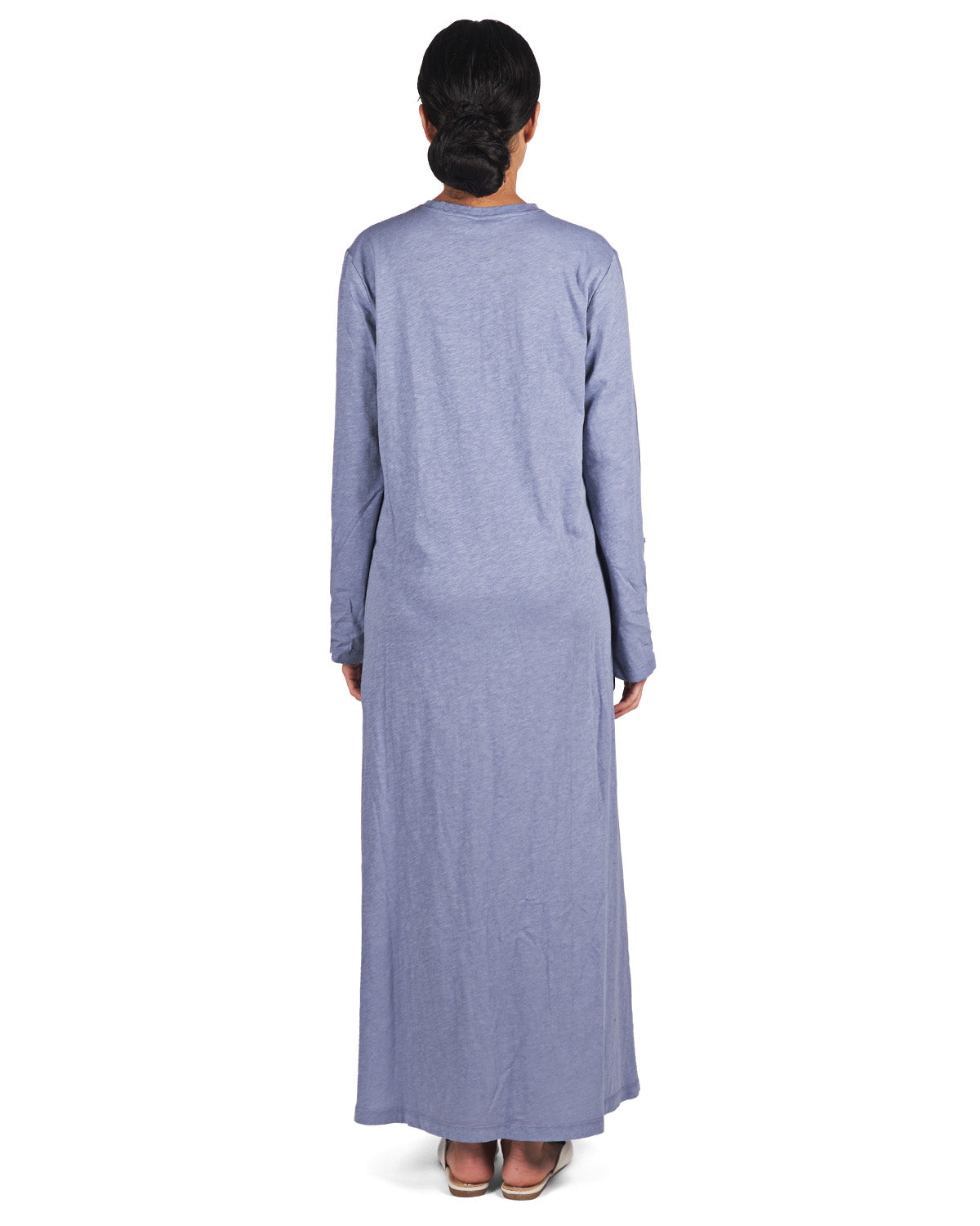 Women's 100% Cotton Slub Knit Full-Length Sleeping Gown : Color: Blue