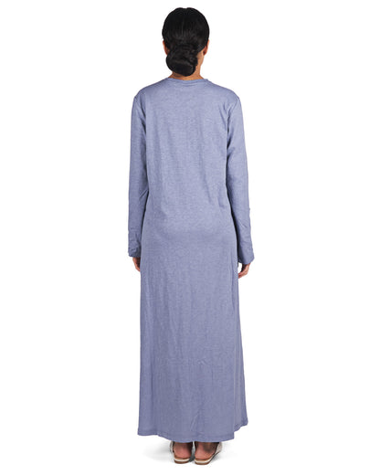 Women's 100% Cotton Slub Knit Full-Length Sleeping Gown : Color: Blue