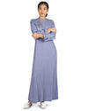 Women's 100% Cotton Slub Knit Full-Length Sleeping Gown : Color: Blue