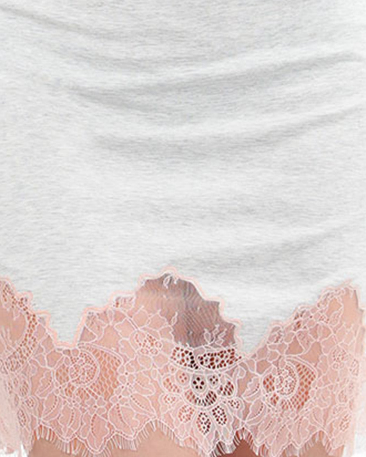 Women's Cap Sleeve Floral Lace Trim Hem Nightshirt : Color: Light Gray Heather