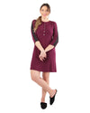 Women's Satin Trim Three-Quarter Sleeve Extra-Long Nightshirt : Color: Aubergine