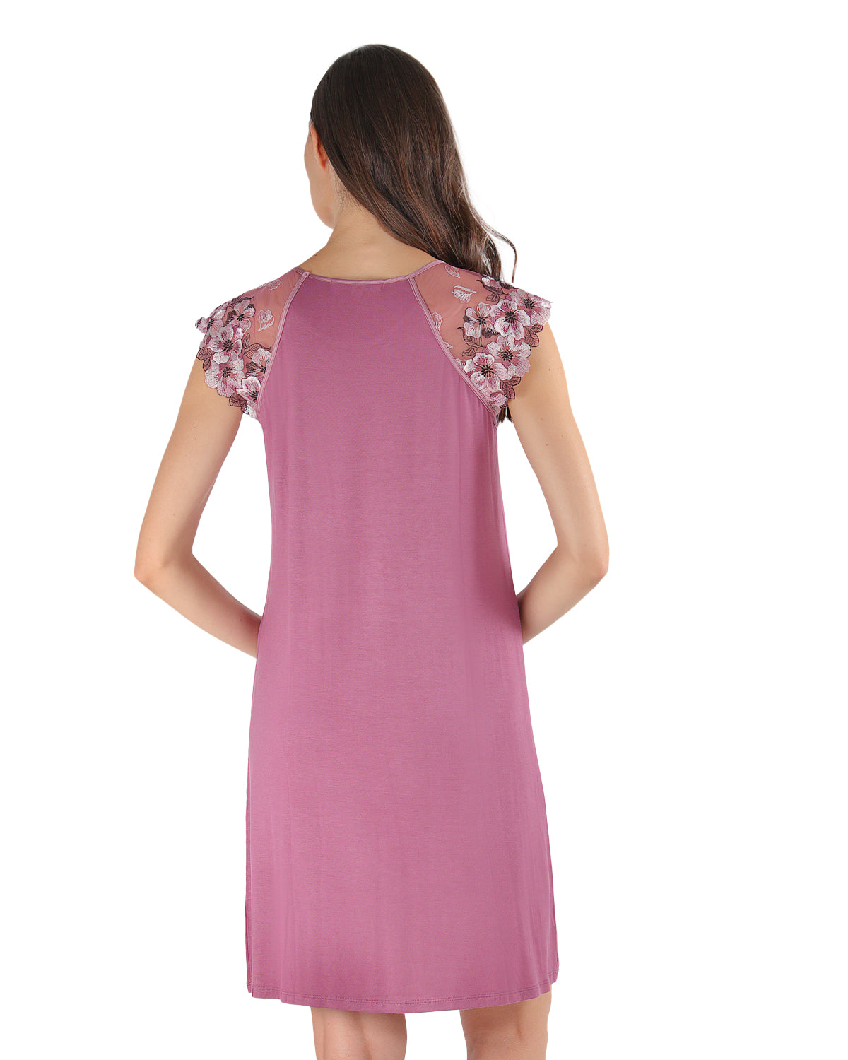 Women's Enchanted Romance Floral Embroidered Nightshirt : Color: Tulipwood