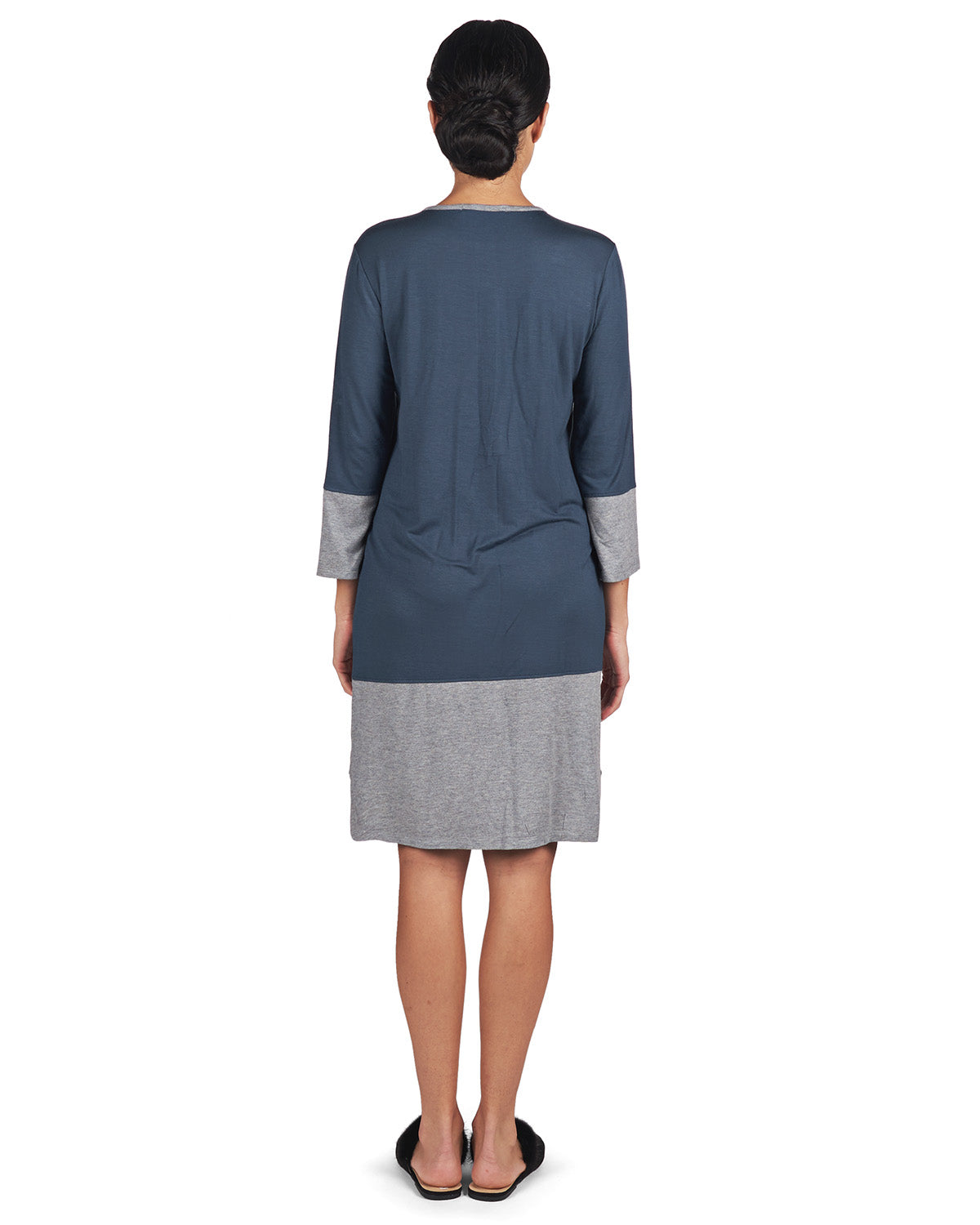 Women's Two-Tone Three-Quarter-Length Soft Nightshirt : Color: Midnight Navy