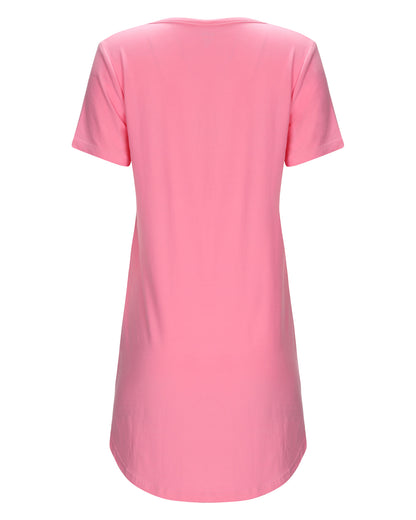 Women's One Happy Cat Mama V-Neck Sleepshirt : Color: Pink