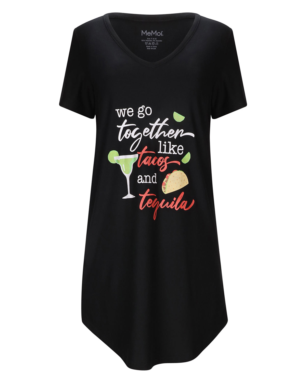 We Go Together Like Tacos And Tequila V-Neck Sleepshirt : Color: Black
