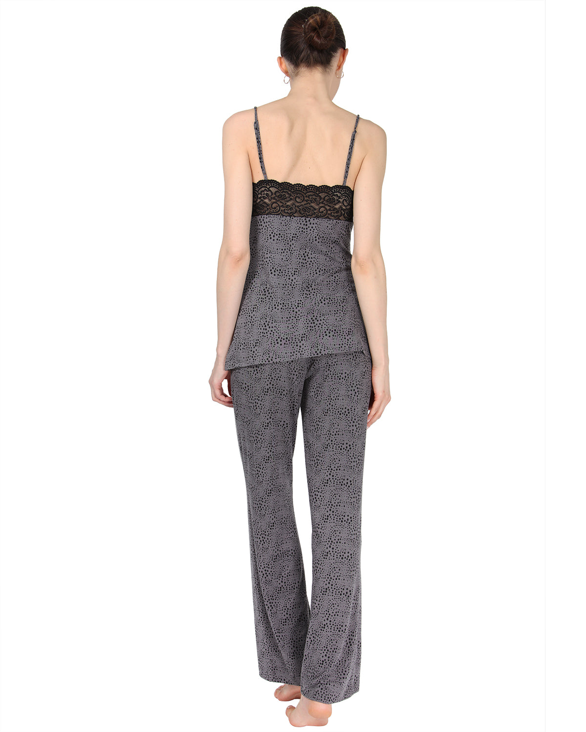 Women's Lace Trim Animal Print Lightweight Cami Pajama Set : Color: Animal Print