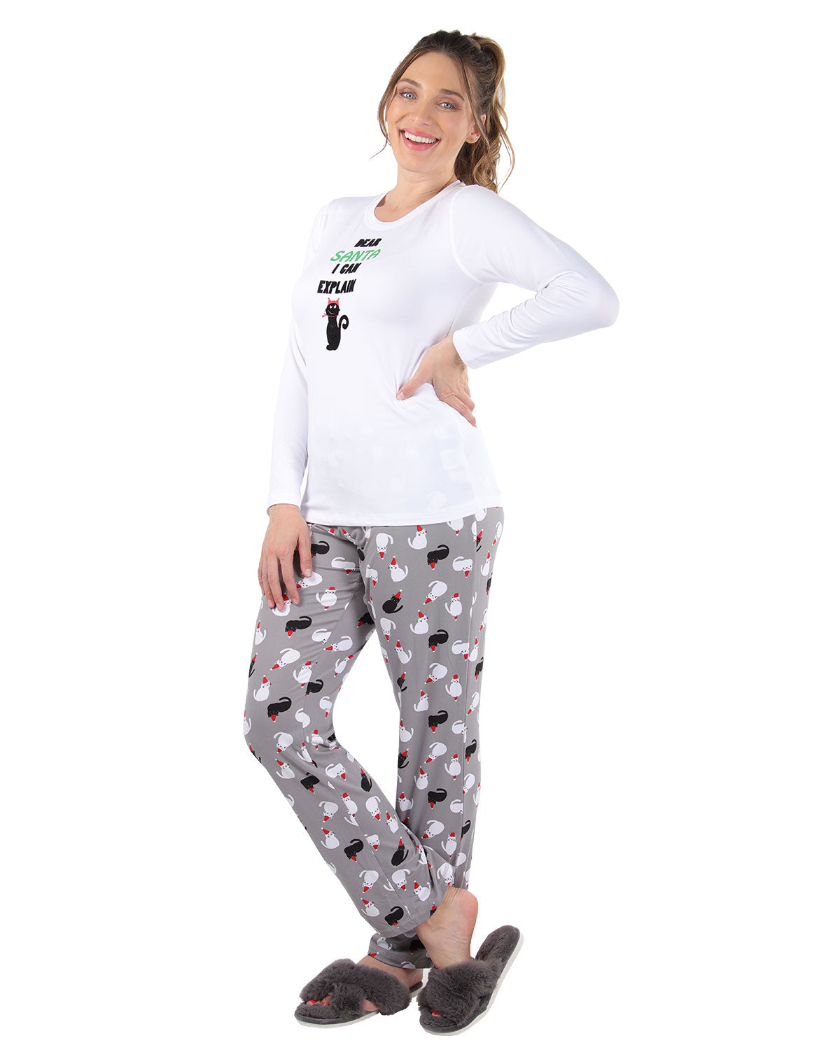 Women's Christmas Dear Santa I Can Explain Two-Piece PJ Set : Color: White