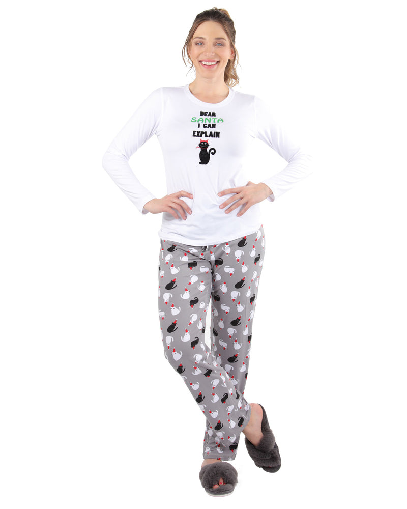 MeMoi Collection Women's Christmas Cat Pajama Set