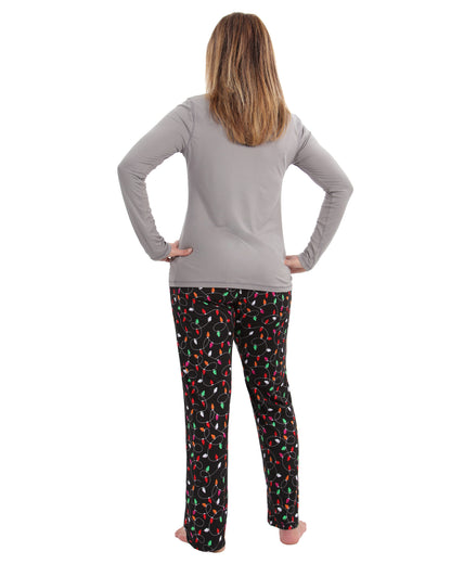 Women's Naughty But Nice Holiday Lights Two-Piece PJ Set : Color: Gray