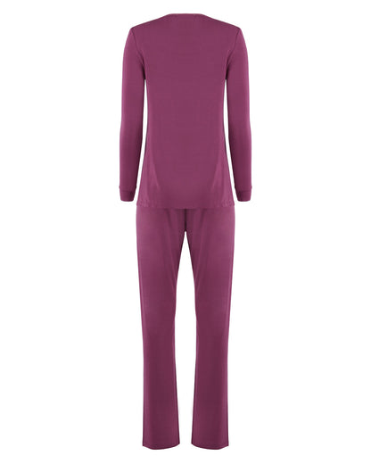 Women's Enchanted Romance Floral Embroidered Pajama Set : Color: Tulipwood