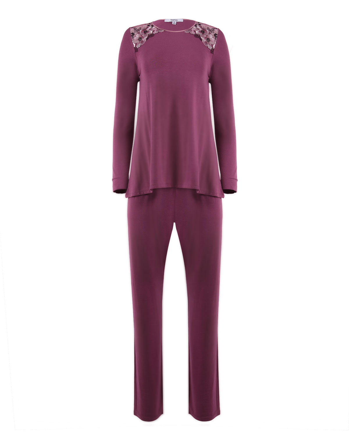 Women's Enchanted Romance Floral Embroidered Pajama Set : Color: Tulipwood