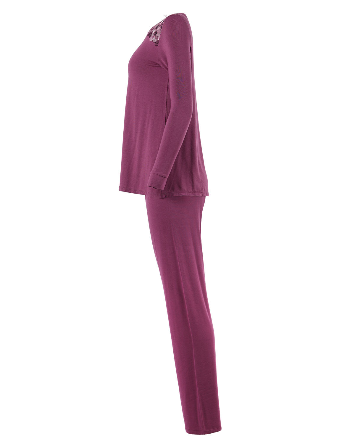 Women's Enchanted Romance Floral Embroidered Pajama Set : Color: Tulipwood