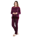 Women's Velour Luxe Frosted Trim Ultra-Soft Pajama Set : Color: Burgundy