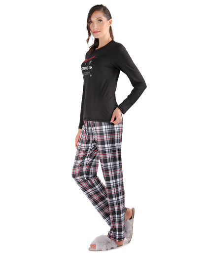 Women's 2 Piece Dear Santa Nice-ish Christmas Two- Piece PJ Set : Color: Black