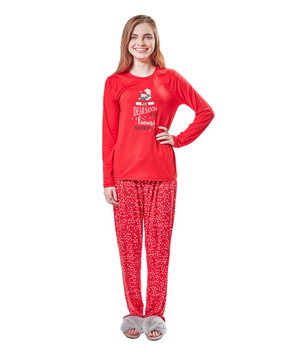 Women's It's A Long Story Two-Piece Christmas PJ Set : Color: Red