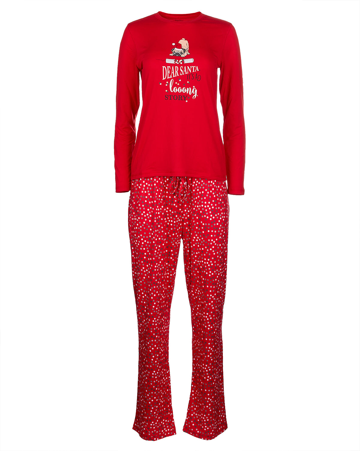 Women's It's A Long Story Two-Piece Christmas PJ Set : Color: Red