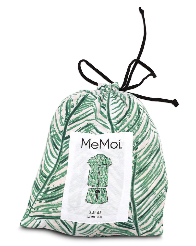MeMoi Collection Palm Play Notch Collar Pajama Set