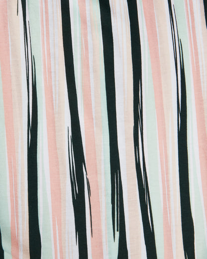 Women's Get Tropical T-Shirt and Striped Pants Pajama Set : Color: Pink