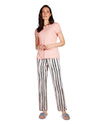 Women's Get Tropical T-Shirt and Striped Pants Pajama Set : Color: Pink