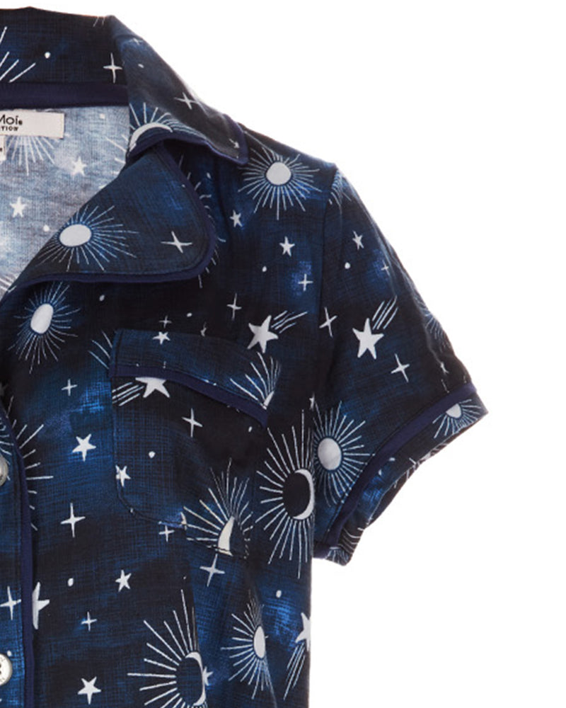 MeMoi Collection Celestial Notch Collar Shorts Pajama Set