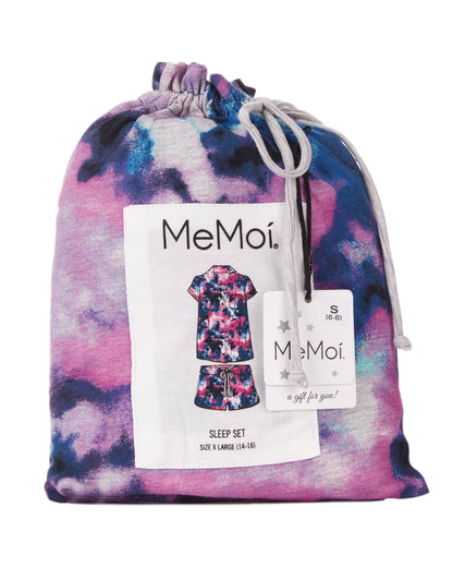 Women's Stardust Tie Dye Notch Collar Cotton Blend Pajama Set : Color: Multi