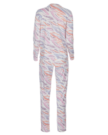 Women's Pastel Zebra Long Sleeve Pajama Set : Color: Multi