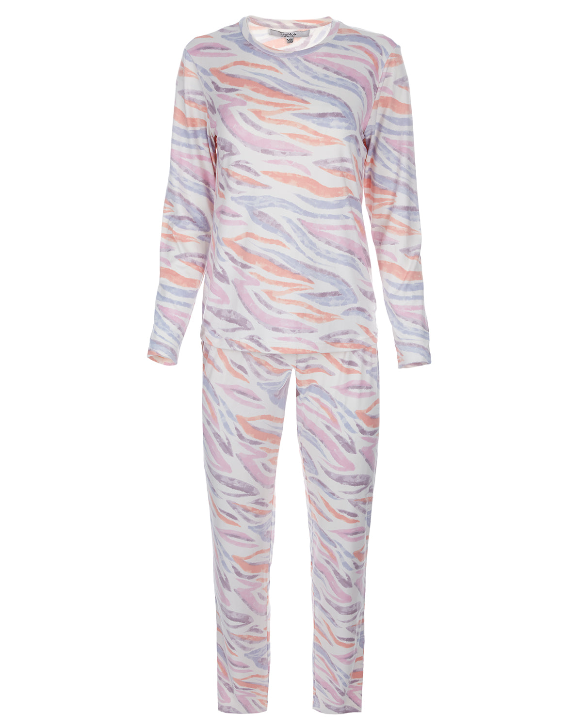 Women's Pastel Zebra Long Sleeve Pajama Set : Color: Multi