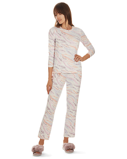 Women's Pastel Zebra Long Sleeve Pajama Set : Color: Multi