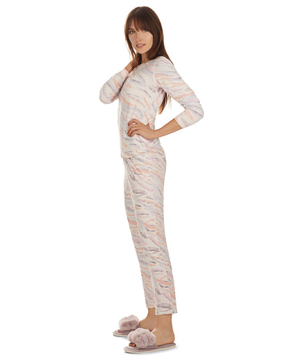 Women's Pastel Zebra Long Sleeve Pajama Set : Color: Multi