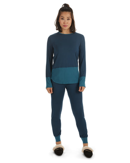 Women's 2 Piece Two Tone Blue and Gray Pajama Set : Color: Ocean Navy