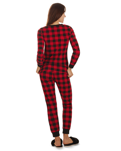 Women's Buffalo Plaid Two-Piece PJ Set In a Bag : Color: Black-Red