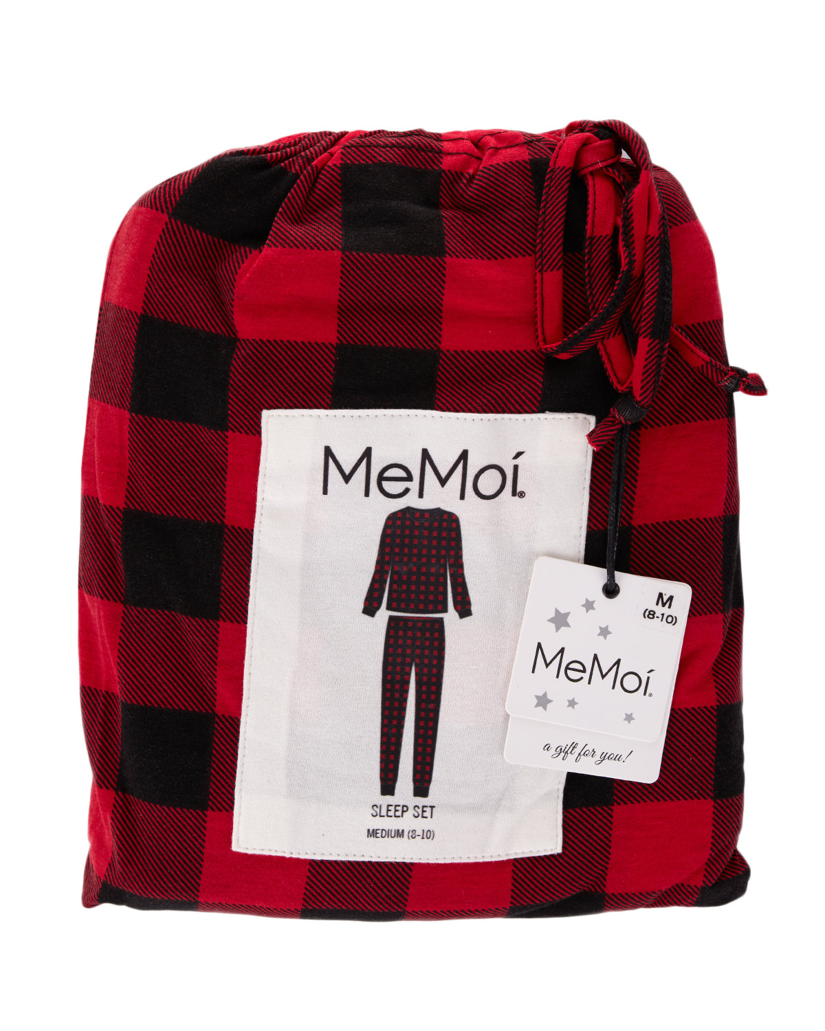 Women's Buffalo Plaid Two-Piece PJ Set In a Bag : Color: Black-Red