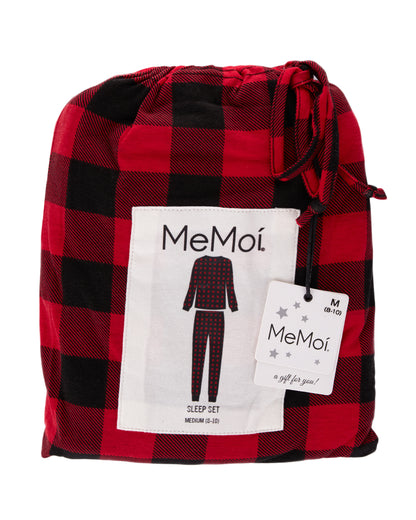 Women's Buffalo Plaid Two-Piece PJ Set In a Bag : Color: Black-Red