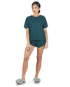 Women's Relaxed Fit 100% Cotton Slub Knit Short Set : Color: Dark Teal