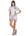 Women's Tie Dye French Terry Cotton Blend Short Set : Color: Purple