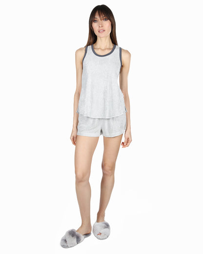 Women's Spa Terry Bamboo Blend Racerback Top and Short Set : Color: Gray