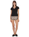 Women's Leopard V-Neck Cotton Blend Pajama Set : Color: Black