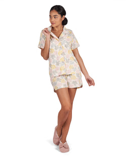 Women's Coral Reef Notch Collar Cotton Blend Pajama Set