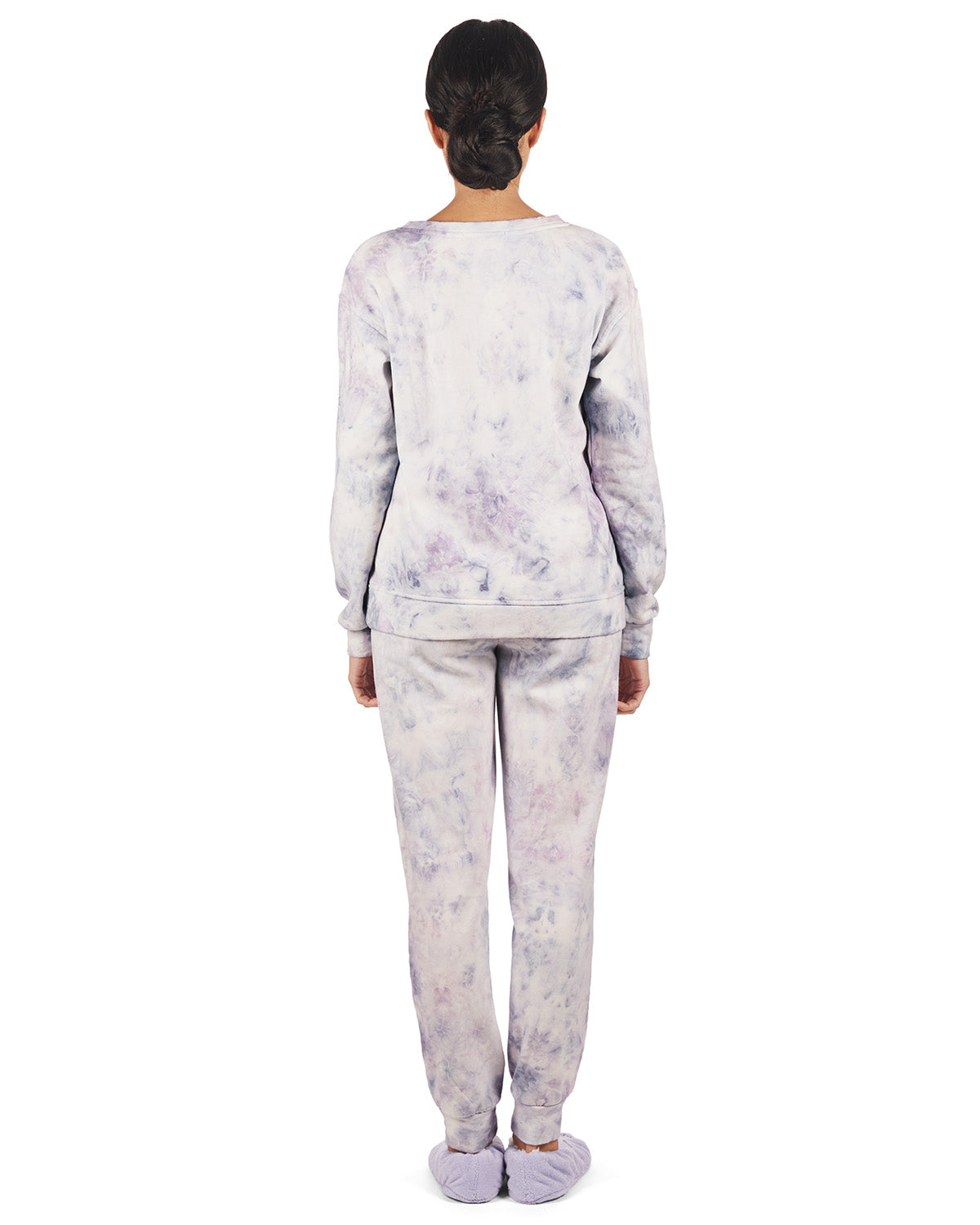 Women's Tie Dye French Terry Cotton Blend Jogger Pants Set : Color: Indigo