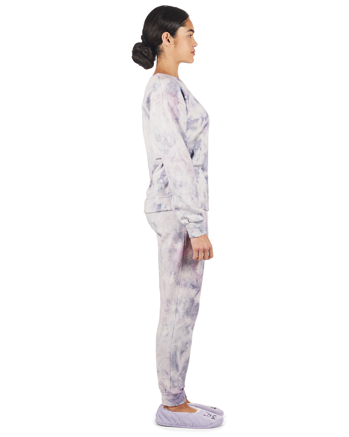 Women's Tie Dye French Terry Cotton Blend Jogger Pants Set : Color: Indigo