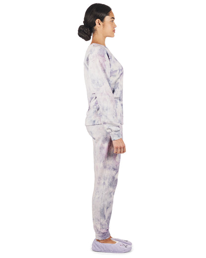 Women's Tie Dye French Terry Cotton Blend Jogger Pants Set : Color: Indigo