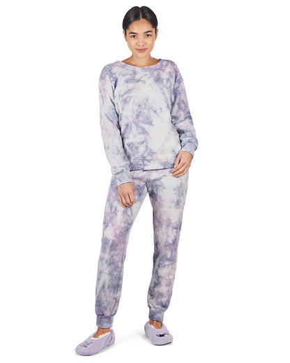 Women's Tie Dye French Terry Cotton Blend Jogger Pants Set : Color: Indigo