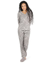 Women's Leopard Print Cotton Blend Pajama Set : Color: Gray