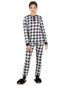 Women's Henley Buffalo Plaid Long Sleeve Pajama Set : Color: Ivory